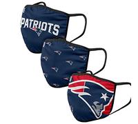 FOCO New England Patriots NFL Face Covering 3Pack Face Mask Forever Collectibles - One-Size