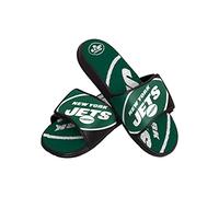 FOCO New York Jets NFL Colorblock Big Logo Gel Slide Black Green Badelatschen Hausschuhe - M