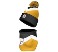 FOCO NFL Unisex-Erwachsene Offiziell lizenziertes Primär-Logo, Team-Farbe, 2er-Pack, Halswärmer, Gamasche und Strickmütze mit Bündchen, Pittsburgh Steelers, Einheitsgröße