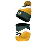 FOCO NFL Unisex-Erwachsene Offiziell lizenziertes Primär-Logo, Team-Farbe, 2er-Pack, Halswärmer, Gamasche und Strickmütze mit Bündchen, Green Bay Packers, Einheitsgröße