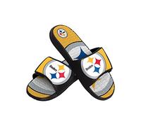 FOCO Pittsburgh Steelers NFL Colorblock Big Logo Gel Slide Black Yellow Badelatschen Hausschuhe - L