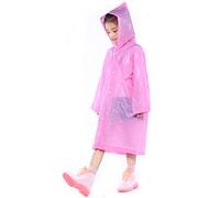 Fodlon Kinder Regenmantel für Mädchen Jungen, Wasserdicht EVA Regenponcho mit Kapuze, Klar Kleinkind Regenjacke Regencape, Kinder Regenumhang für Outdoor Radfahren Wandern Camping (Rosenrot)