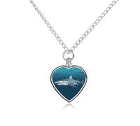 FodPand Great White Shark Pet Memorial Necklace for Ashes Waterproof Cremation Jewelry for Men Women Adjustable Pet Urn Pendant with Filling Kit Keepsake Gift for Loss of Dog Cat