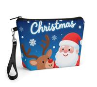 FodPand Kleine Make-up-Tasche mit Griff - PU-Leder, Frohe Weihnachten, Schneeflocken, Kosmetiktasche für Geldbörse, Reisen, Make-up, Organizer, Kulturbeutel, tragbarer Reißverschluss, Make-up-Tasche
