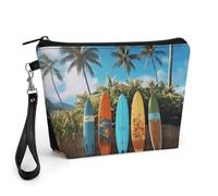 FodPand Kleine Make-up-Tasche mit Griff - PU-Leder, Surfbrett-Kosmetiktasche für Geldbörse, Reisen, Make-up, Organizer, Kulturbeutel, tragbarer Reißverschluss, Make-up-Tasche für Damen, 22,6 x 6,6 x