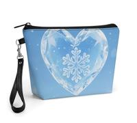 FodPand Kleine Make-up-Tasche mit Griff, PU-Leder, Winterherzen, Kosmetiktasche für Geldbörse, Reisen, Make-up, Organizer, Kulturbeutel, tragbarer Reißverschluss, Make-up-Tasche für Damen, 22,6 x 6,6