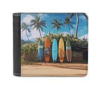 FodPand Surf's Up Surfbrett-Geldbörse für Männer und Frauen, PU-Leder, schmaler Kartenhalter mit 8 Kartenfächern, minimalistische Bifold-Brieftasche, Vordertasche, Brieftaschen, stilvolle Geldbörse