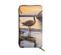FodPand Ultradünne Geldbörse aus PU-Leder für Damen und Herren, Reißverschluss, Kreditkartenhalter, lange Geldbörse, Clutch, Otter, Tier-Handtasche, Wild Goose By the Bridge, One Size, Klassisch