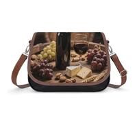 FodPand Weinflaschen-Umhängetasche für Damen, Leder, lässige Geldbörse mit verstellbarem Riemen, trendige Schultertasche, geräumige Damen-Handtasche für Reisen, Party, Strand