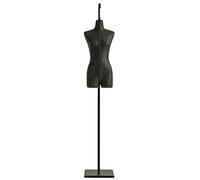 FOELANNE Weiblicher Mannequin-Torso aus Fiberglas mit Ständer | Schwarz, Standhöhe 120-182 cm, for die Präsentation von Damenbekleidung(Without Arms)