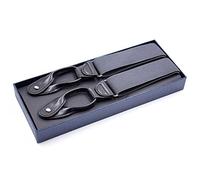 FOELANNE X Form Heavy Duty Hosenträger, Hosenträger mit Knöpfen, Hosenträger for Herren, Unisex, schwarze Hosenträger aus Leder mit Y-Rücken, 3,5 x 120 cm, Herrenbekleidungszubehör(Grey)