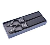 FOELANNE X Form Heavy Duty Hosenträger, Hosenträger mit Knöpfen, Hosenträger for Herren, Unisex, schwarze Hosenträger aus Leder mit Y-Rücken, 3,5 x 120 cm, Herrenbekleidungszubehör(Black)