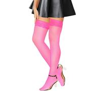 Fohevers Damen Halterlose Netzstrümpfe,halterlose Strümpfe, Oberschenkel Hohe Halterlose Strümpfe für Strumpfgürtel Damen Fischnetz Oberschenkel Hohe Strümpfe Halten,Rose