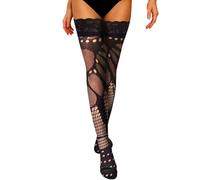 Fohevers Damen Halterlose Netzstrümpfe,halterlose Strümpfe, Oberschenkel Hohe Halterlose Strümpfe für Strumpfgürtel Damen Fischnetz Oberschenkel Hohe Strümpfe Halten,Kombination