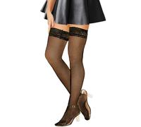 Fohevers Damen Halterlose Netzstrümpfe,halterlose Strümpfe, Oberschenkel Hohe Halterlose Strümpfe für Strumpfgürtel Damen Fischnetz Oberschenkel Hohe Strümpfe Halten,Schwarz