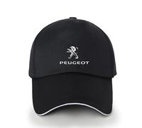 FOKAI Stickerei Baumwolle Baseball Hut, für Peugeot 107 207 407 408 206 306 307 308 406, hip Hop Baseballmütze Mütze Print Tennis Caps Kinder Visier Auto Caps,Black-One Size