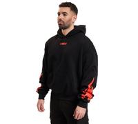 Fokus x Def Racer Hoodie für Herren Kapuzen-Pullover mit Kängurutasche Sweater Schwarz/Rot S