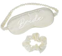 Folat 21345 Brautparty Geschenke Augenmaske & Haarband Schlafmaske & Haargummi - Braut - Hochzeit - Weiß Hochzeitsantrag Spa Party