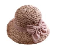 Foldable Straw Hat - 58x54x54cm Bowknot Straw Hat | Disketten-UV-Schutz mit breiter Krempe | Summer Bucket Beach Cap For Women Girls Handmade Summer Outdoor Vacation Daily Wear Packable Crochet Travel