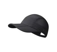 Folding Running Man Hat,Visors Sport Cap Summer Mesh Quick-Drying Hat Women Baseball Cap Hiking Breathable Waterproof Trucker Hat with 3.54in Brim 19-24in Adjustable Unisex Hat 63g Black QU19