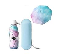Folding Umbrella,6 Ribs Mini Umbrella with Capsule Case,UV Protection Umbrella with Ergonomic Handle,Rainbow Portable Pocket Umbrella for Men Women