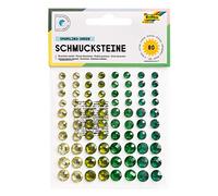 folia 12301 - Deko Schmucksteine Sparkling Green, selbstklebend, 80 Stück, mit Diamantschliff - ideal zum Verzieren und Dekorieren Ihrer Bastelarbeiten