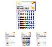 folia 12306 - Deko Schmucksteine Sparkling Rainbow, selbstklebend, 80 Stück, mit Diamantschliff - ideal zum Verzieren und Dekorieren Ihrer Bastelarbeiten, F (Packung mit 4)