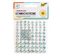 folia 12307 - Deko Schmucksteine Iridescent Clear, selbstklebend, 80 Stück, mit Diamantschliff - ideal zum Verzieren und Dekorieren Ihrer Bastelarbeiten