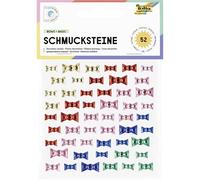 folia 12317 - Schmucksteine BOWS BASIC, 52 schleifenförmige Glitzersteine in 5 Farben, Aufkleber in 3 Größen, selbstklebend, zum Verzieren und Dekorieren