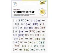 folia 12318 - Schmucksteine BOWS PASTEL, 52 schleifenförmige Glitzersteine in 5 Pastellfarben, Aufkleber in 3 Größen, selbstklebend, zum Verzieren und Dekorieren