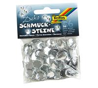 folia 1250 - Schmucksteine Midi - Crystal, 56 Stück, sortiert, mit Löchern zum Annähen oder Aufkleben - ideal zum Verzieren von Grußkarten, Scrapbooking und anderen Bastelarbeiten