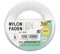 folia 12950 - Nylonfaden auf Spule, ca. 0,5 mm x 100 m, Transparent, Tragkraft 7,5 kg, kaum sichtbarer Faden für Mobiles, Schmuck, zur Dekoration usw.