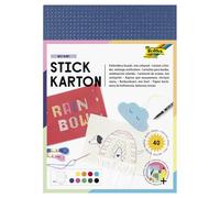 folia 2347 - Stickkarton, 17,5 x 24,5 cm, 40 Blatt, farbig sortiert - ideal für Stickübungen