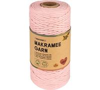 folia 24991 - Makramee Garn Pure Natural, 100 % Baumwolle, 100 m gedrehtes Garn in Natur hell, Durchmesser 3,5 mm, zum Basteln und Knüpfen