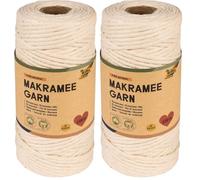 folia 24991 - Makramee Garn Pure Natural, 100% Baumwolle, 100 m gedrehtes Garn in Natur hell, Durchmesser 3,5 mm, zum Basteln und Knüpfen (Packung mit 2)