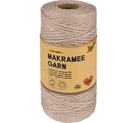 folia 24995 - Makramee Garn Cozy Taupe, 100 % Baumwolle, 100 m gedrehtes Garn in Taupe, Durchmesser 3,5 mm, zum Basteln und Knüpfen