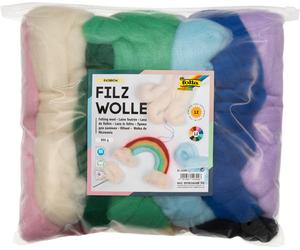 Folia Filzwolle Regenbogen, 12 Farben, 350 g