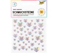 Folia Herz-Schmucksteine, selbstklebend, 54 Stück, Glitzersteine & Schmuckstein, irisierend
