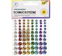 folia 12306 - Deko Schmucksteine Sparkling Rainbow, selbstklebend, 80 Stück, mit Diamantschliff - ideal zum Verzieren und Dekorieren Ihrer Bastelarbeiten, F