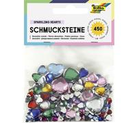 Folia Schmucksteine SPARKLING HEARTS, 450 Stück, Größen und Farben sortiert