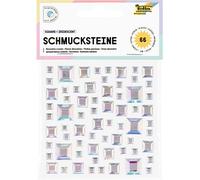 folia 12316 - Schmucksteine SQUARE IRIDESCENT, 67 quadratische Glitzersteine in irisierend-schillernd, Aufkleber in 3 Größen, selbstklebend, zum Verzieren und Dekorieren