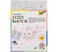 Stickkarton, 17,5 x 24,5 cm, 40 Blatt - Tiere weiß