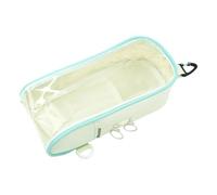 FOLODA Kapazitäts Oxford Stoff Bleistiftbeutel mit klarem, Light Green | Reise Toilettenartikel Organizer für Stifte, kleine Spielzeugpuppe, Make up Aufbewahrungstasche für Studenten
