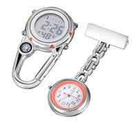 FOMIYES 2 Stück Krankenschwester Taschenuhren mit Karabiner Luminous Uhr für Outdoor Aktivitäten für Pflegekräfte und Bergsteiger