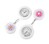 FOMIYES 2 Stück-Pack Silikon Gänseblümchen Brustuhren Kleine Krankenschwester Taschenuhren mit Clip Farbige Pflegeuhren für Damen und Studenten