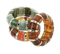 FOMIYES 3 Stück Dicker Stretch Armreif Aus Acryl Vintage Breiter Armreif Aus Legierung Für Damen Böhmischer Breiter Aus Acryl Unregelmäßig Geformtes Armband Böhmischer