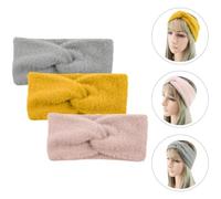 FOMIYES 3 Stück Teiliges Damen Stirnband Winter Warmes Breites Knoten Haarband aus Weichem Plüsch Komfortabel Dehnbar Atmungsaktiv Für Outdoor Sport und Alltag Farben Senf