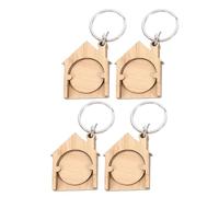 FOMIYES 4 Stück Holz Einkaufswagenchip Schlüsselanhänger Brauner Holz und Zinklegierungs Einkaufswagen Token Praktisch und Dekorativ für Einkaufstrolleys