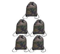 FOMIYES 5 Stück Pack Tarnrucksäcke mit Kordelzug aus Polyester Sportbeutel für Schüler Camping Wandern und Reisen Geräumige Leichte Beutel Im Armeestil