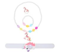 FOMIYES Buntes Einhorn Silikon Schmuckset für Mädchen mit Digitalem Quarzuhr Design und Einzigartiger Formschöner Kette Sowie Armband Passend für Verschiedene Kinderkleidungsstile